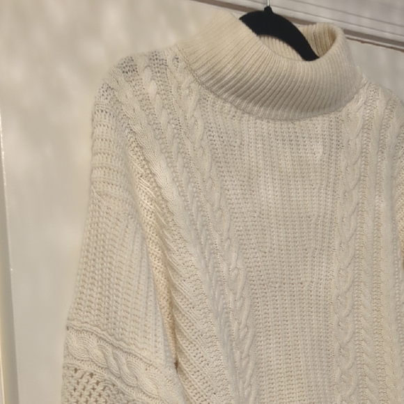 Veronica Beard "Bertilda" Cream Cable Knit Turtleneck Sweater - Picture 7 of 8